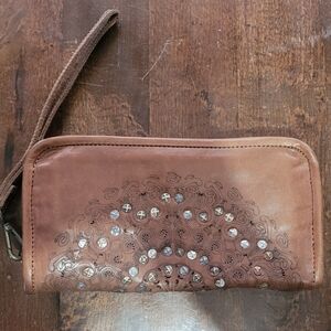 Platania Studded Leather Wristlet/clutch.